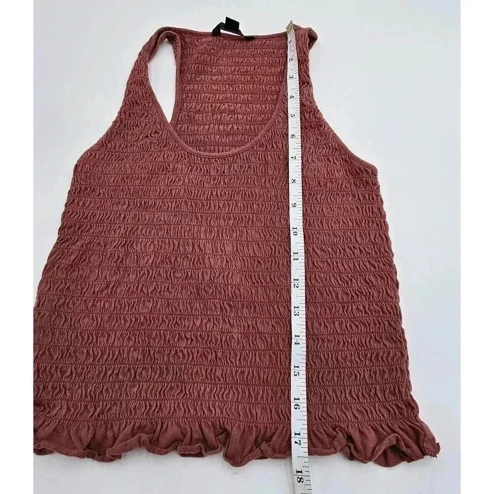 American Eagle Women's Size M Burgundy Smocked Cotton Top - Picture 6 of 6
